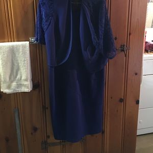 COPY - Dress in royal blue w/ lacy shrug